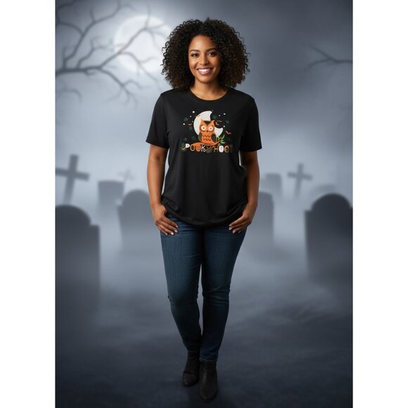 Women’s Plus Size Halloween T-Shirt 22–24W | “Spooky Hoot” Owl Graphic Tee - Picture 1 of 2